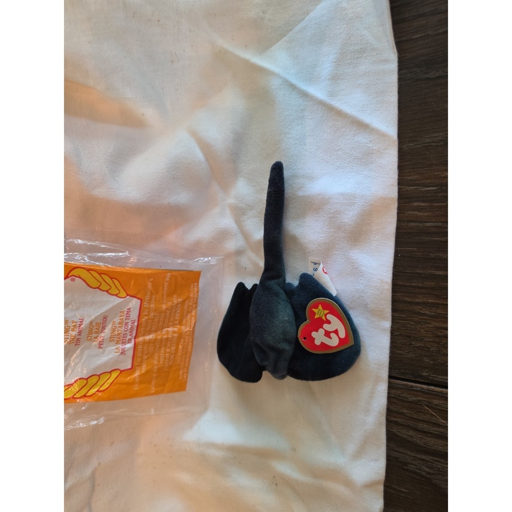 McDonald's 1996 TY Teenie Beanie Happy Meal Toy Sting The Ray *Open Bag*